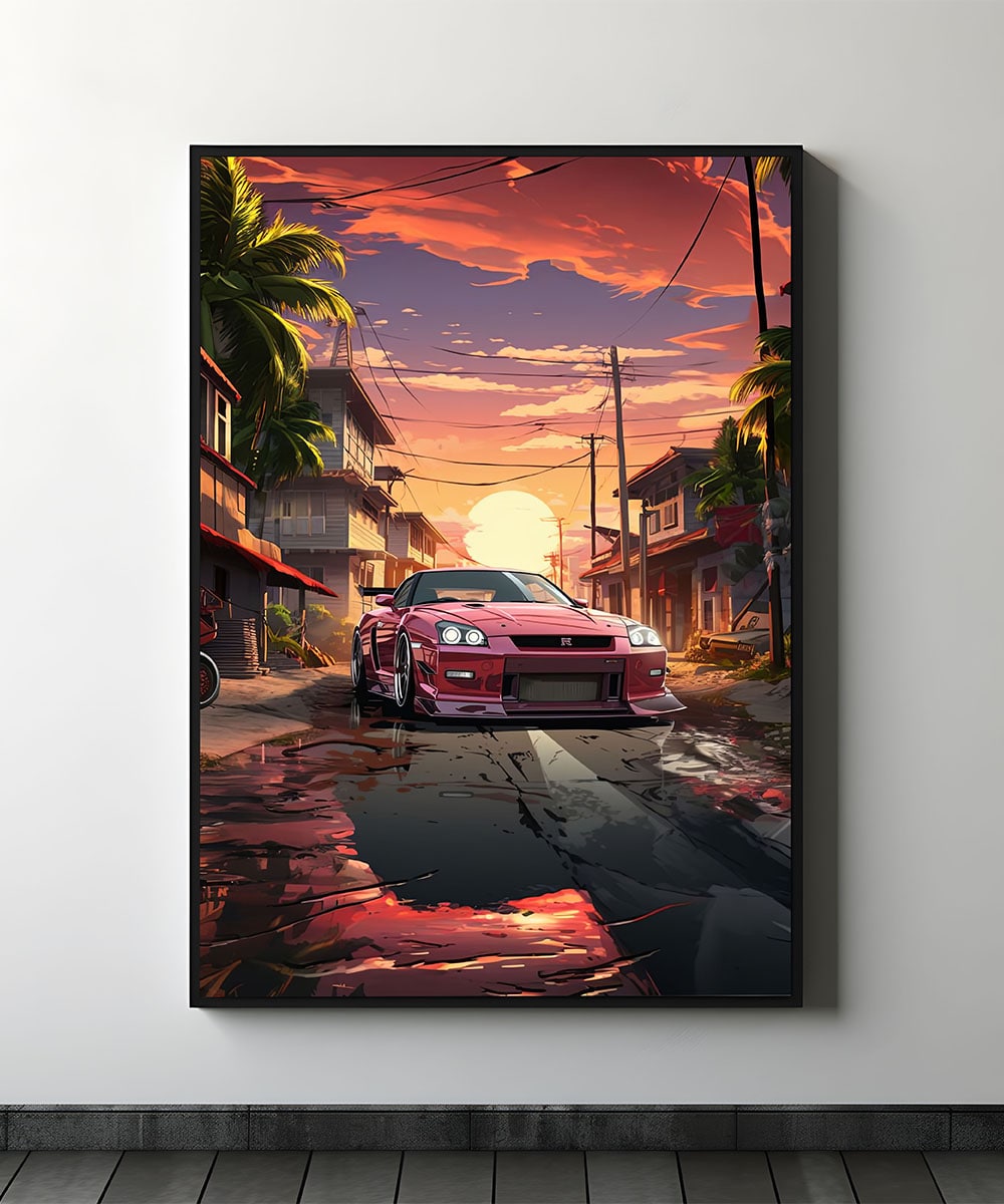 Nissan Skyline Illustration framed -Myllao Creativity