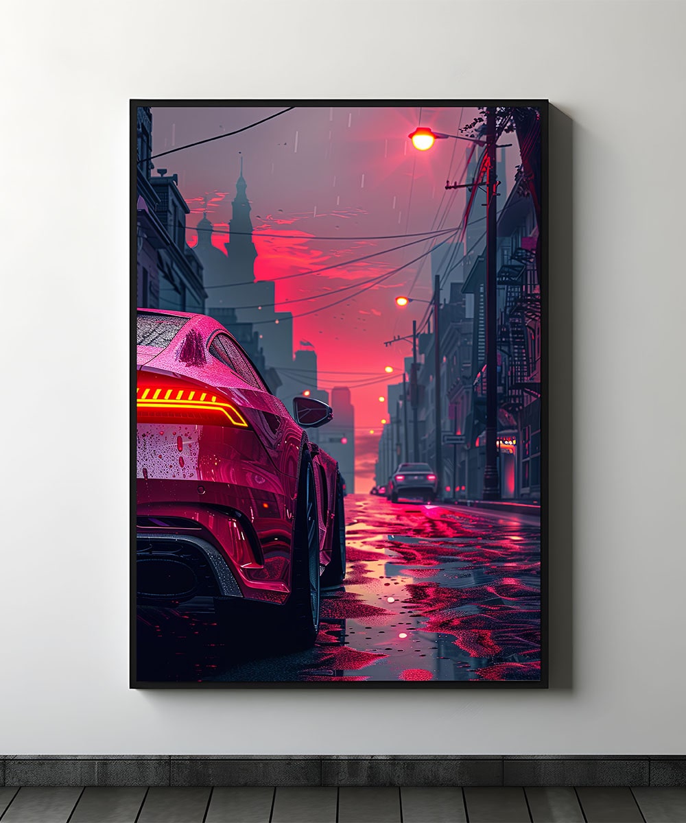 Audi RS7 - Night city - Framed poster - Myllao Creativity