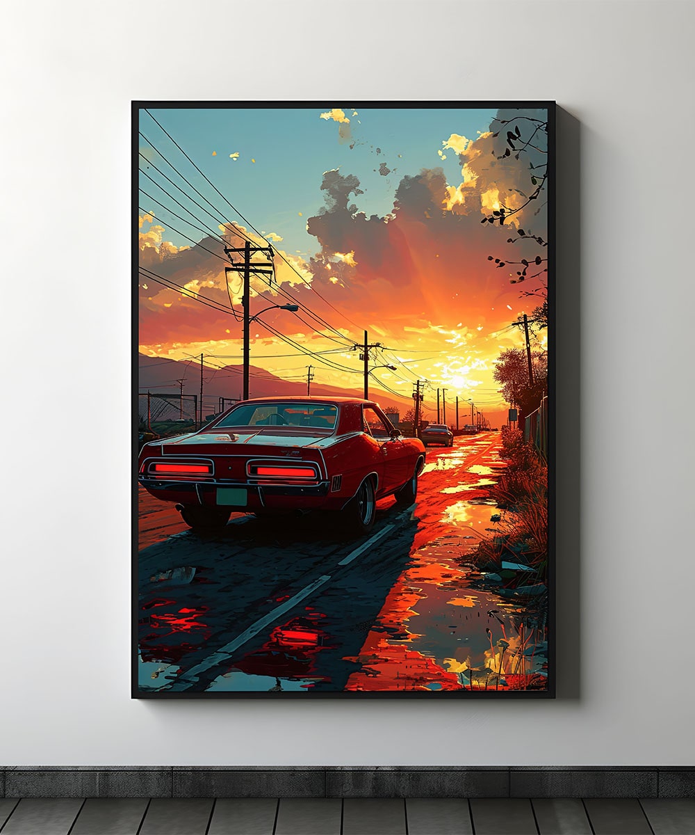 Car sunset 80's - Myllao Creativity